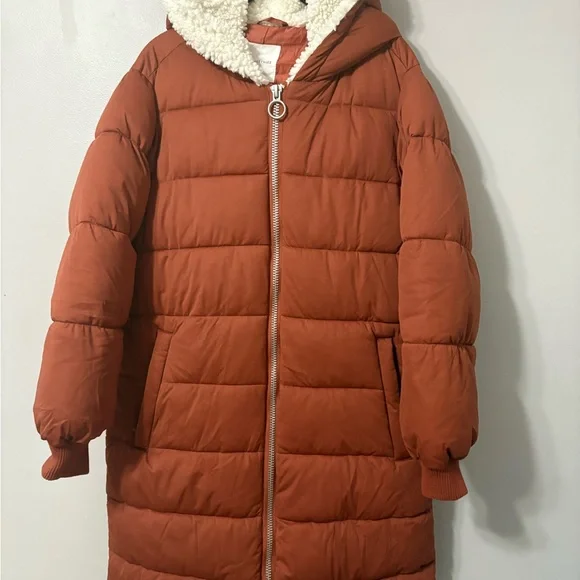 Avec Les Filles Rust Puffer Coat with Sherpa Hood - Picture 4 of 9